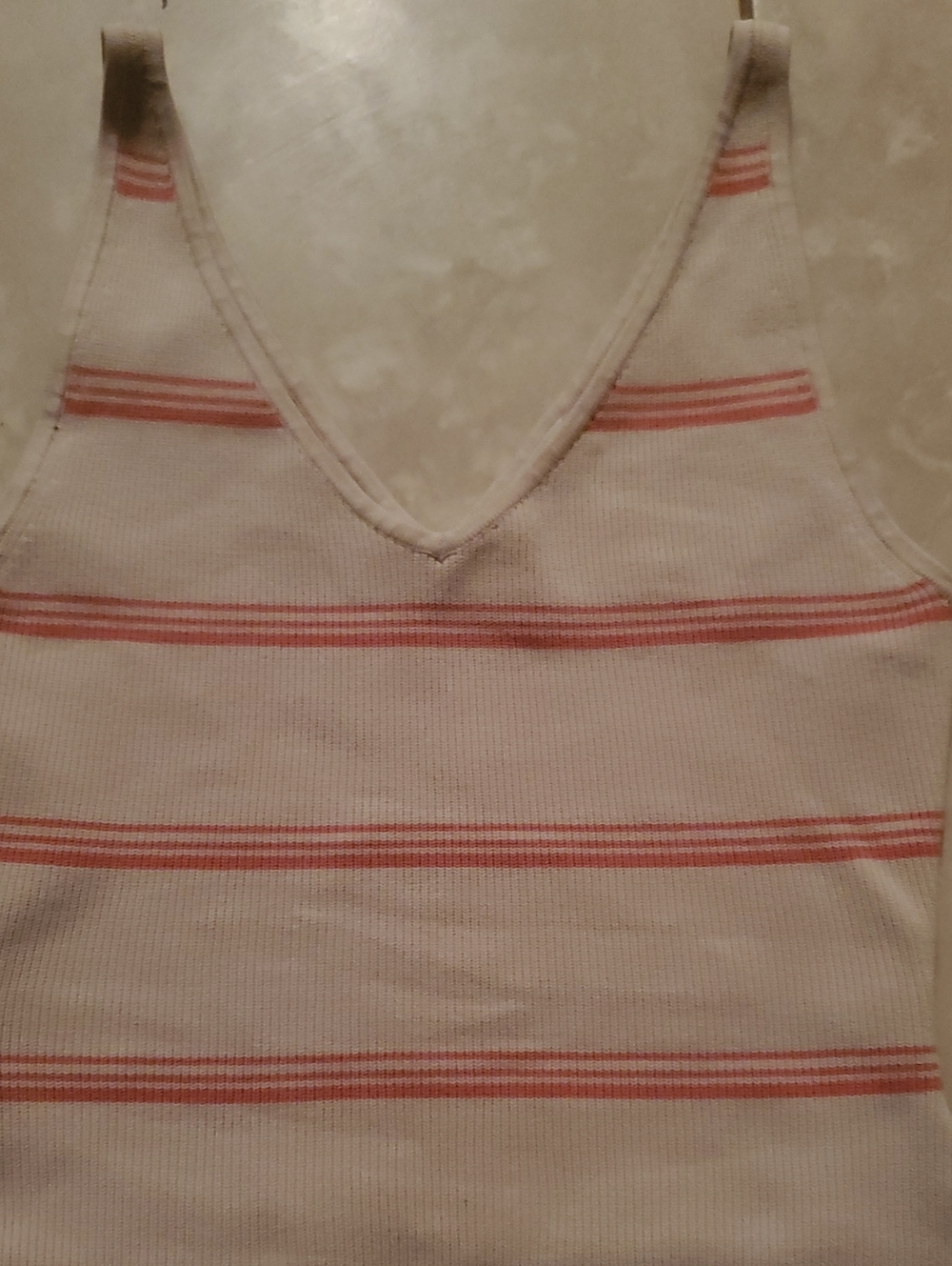 Babaton Cream Ribbed Tank with Pink Stripe Detail